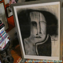 Load image into Gallery viewer, PAT DOUTHWAITE (1939 - 2002). Original LARGE 1980s Charcoal Portrait Drawing. FRAMED
