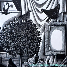 Load image into Gallery viewer, SCOTTISH ART. Rare 1953 Original Wood Engraving by Jozef Sekalski. Design for a Christmas Card Entitled "Fourth Day of Christmas". Pencil Signed 
