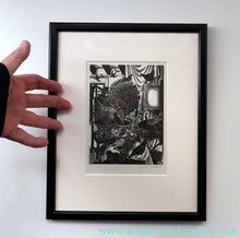 Load image into Gallery viewer, SCOTTISH ART. Rare 1953 Original Wood Engraving by Jozef Sekalski. Design for a Christmas Card Entitled "Fourth Day of Christmas". Pencil Signed 
