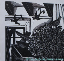 Load image into Gallery viewer, SCOTTISH ART. Rare 1953 Original Wood Engraving by Jozef Sekalski. Design for a Christmas Card Entitled "Fourth Day of Christmas". Pencil Signed 

