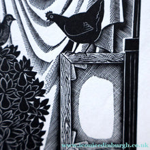 Load image into Gallery viewer, SCOTTISH ART. Rare 1953 Original Wood Engraving by Jozef Sekalski. Design for a Christmas Card Entitled "Fourth Day of Christmas". Pencil Signed 
