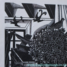 Load image into Gallery viewer, SCOTTISH ART. Rare 1953 Original Wood Engraving by Jozef Sekalski. Design for a Christmas Card Entitled "Fourth Day of Christmas". Pencil Signed 
