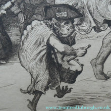 Load image into Gallery viewer, Etching by Robert Bryden (1865 - 1939). Illustration to Burns "The Deil's Awa Wi' The Exciseman" (1895)
