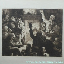 Load image into Gallery viewer, Etching by Robert Bryden (1865 - 1939). Illustration to Burns "The Jolly Beggars" (1895)
