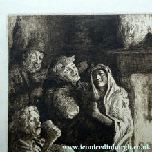 Load image into Gallery viewer, Etching by Robert Bryden (1865 - 1939). Illustration to Burns "The Jolly Beggars" (1895)

