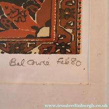 Load image into Gallery viewer, SCOTTISH ART: Rare Screenprint by Bel Cowie Entitled "Red Geranium for an Oriental Carpet".  Signed and dated Feb '80. RARE

