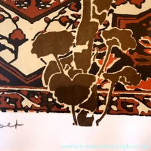 Load image into Gallery viewer, SCOTTISH ART: Rare Screenprint by Bel Cowie Entitled "Red Geranium for an Oriental Carpet".  Signed and dated Feb '80. RARE
