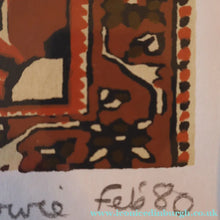 Load image into Gallery viewer, SCOTTISH ART: Rare Screenprint by Bel Cowie Entitled "Red Geranium for an Oriental Carpet".  Signed and dated Feb '80. RARE
