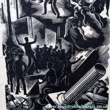 Load image into Gallery viewer, SCOTTISH ART. Rare Original 1947 Wood Engraving by Jozef Sekalski. Design for a Christmas Card Entitled "Boogie Woogie". Pencil Signed
