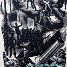 Load image into Gallery viewer, SCOTTISH ART. Rare Original 1947 Wood Engraving by Jozef Sekalski. Design for a Christmas Card Entitled "Boogie Woogie". Pencil Signed
