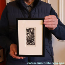 Load image into Gallery viewer, SCOTTISH ART. Rare Original 1947 Wood Engraving by Jozef Sekalski. Design for a Christmas Card Entitled "Boogie Woogie". Pencil Signed
