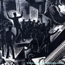 Load image into Gallery viewer, SCOTTISH ART. Rare Original 1947 Wood Engraving by Jozef Sekalski. Design for a Christmas Card Entitled "Boogie Woogie". Pencil Signed
