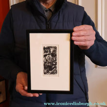Load image into Gallery viewer, SCOTTISH ART. Rare Original 1947 Wood Engraving by Jozef Sekalski. Design for a Christmas Card Entitled "Boogie Woogie". Pencil Signed
