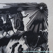 Load image into Gallery viewer, SCOTTISH ART. Rare Original 1947 Wood Engraving by Jozef Sekalski. Design for a Christmas Card Entitled "Boogie Woogie". Pencil Signed
