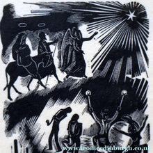 Load image into Gallery viewer, SCOTTISH ART. Rare Original 1947 Wood Engraving by Jozef Sekalski. Design for a Christmas Card Entitled "Boogie Woogie". Pencil Signed
