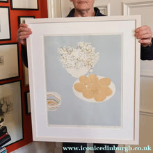 Load image into Gallery viewer, SCOTTISH ART: Rare Screenprint by Bel Cowie Entitled "Eggs" (Blue). Signed and dated February '75. RARE
