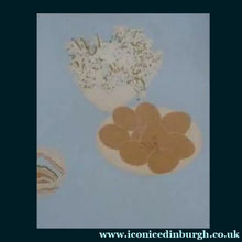 Load image into Gallery viewer, SCOTTISH ART: Rare Screenprint by Bel Cowie Entitled "Eggs" (Blue). Signed and dated February '75. RARE
