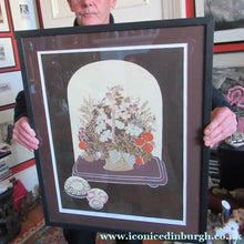 Load image into Gallery viewer, Bel Cowie 1975 Artist's Proof Screenprint. Flowers and Scottish Paperweights. Entitled Enclosed
