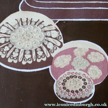 Load image into Gallery viewer, Bel Cowie 1975 Artist's Proof Screenprint. Flowers and Scottish Paperweights. Entitled Enclosed
