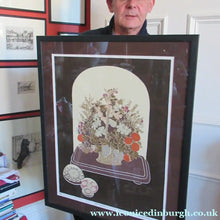 Load image into Gallery viewer, Bel Cowie 1975 Artist's Proof Screenprint. Flowers and Scottish Paperweights. Entitled Enclosed
