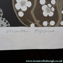 Load image into Gallery viewer, SCOTTISH ART: Rare Screenprint by Bel Cowie Entitled "Minoan Poppies" . Signed and dated 1981. FRAMED
