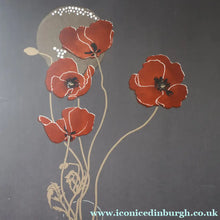 Load image into Gallery viewer, SCOTTISH ART: Rare Screenprint by Bel Cowie Entitled "Minoan Poppies" . Signed and dated 1981. FRAMED
