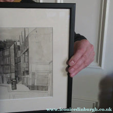 Load image into Gallery viewer, SCOTTISH ART. Original 1960s Pen &amp; Ink Drawing by Richard Demarco. View of the Lawnmarket Looking Towards Edinburgh Castle
