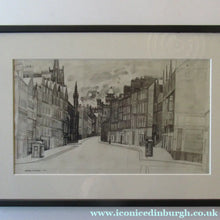 Load image into Gallery viewer, SCOTTISH ART. Original 1960s Pen &amp; Ink Drawing by Richard Demarco. View of the Lawnmarket Looking Towards Edinburgh Castle
