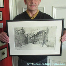 Load image into Gallery viewer, SCOTTISH ART. Original 1960s Pen &amp; Ink Drawing by Richard Demarco. View of the Lawnmarket Looking Towards Edinburgh Castle
