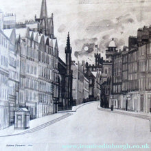 Load image into Gallery viewer, SCOTTISH ART. Original 1960s Pen &amp; Ink Drawing by Richard Demarco. View of the Lawnmarket Looking Towards Edinburgh Castle
