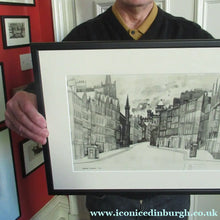 Load image into Gallery viewer, SCOTTISH ART. Original 1960s Pen &amp; Ink Drawing by Richard Demarco. View of the Lawnmarket Looking Towards Edinburgh Castle
