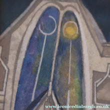 Load image into Gallery viewer, 1994 Richard Norman Painting (RSW). Moonlit Churchyard; Gouache on paper SIGNED
