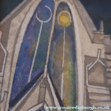 Load image into Gallery viewer, 1994 Richard Norman Painting (RSW). Moonlit Churchyard; Gouache on paper SIGNED
