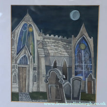 Load image into Gallery viewer, 1994 Richard Norman Painting (RSW). Moonlit Churchyard; Gouache on paper SIGNED
