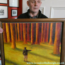 Load image into Gallery viewer, Robert Maclaurin Oil on Canvas Man in a Forest. Scottish Art
