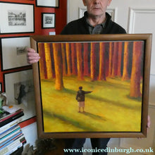 Load image into Gallery viewer, Robert Maclaurin Oil on Canvas Man in a Forest. Scottish Art
