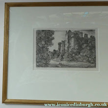 Load image into Gallery viewer, Antique Scottish Etching. John Clerk of Eldin Craigmillar Carse 1776 Framed
