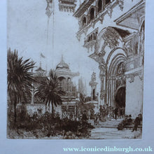 Load image into Gallery viewer, SCOTTISH ART. Sir Muirhead Bone (1876 - 1953). Glasgow International Exhibition 1901. Entrance from the Piazza (The Industrial Hall). Signed in the plate
