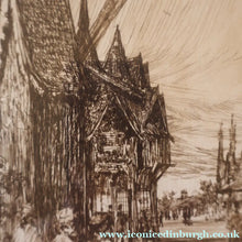 Load image into Gallery viewer, SCOTTISH ART. Sir Muirhead Bone (1876 - 1953). Glasgow International Exhibition 1901. Evening in Little Russia. Signed in the plate
