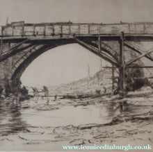 Load image into Gallery viewer, SCOTTISH ART. Sir Muirhead Bone (1876 - 1953). Repairing the Auld Brig at Ayr (No 1). Pencil signed etching. Dated 1909
