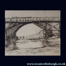 Load image into Gallery viewer, SCOTTISH ART. Sir Muirhead Bone (1876 - 1953). Repairing the Auld Brig at Ayr (No 1). Pencil signed etching. Dated 1909
