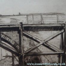 Load image into Gallery viewer, SCOTTISH ART. Sir Muirhead Bone (1876 - 1953). Repairing the Auld Brig at Ayr (No 1). Pencil signed etching. Dated 1909
