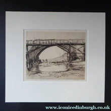Load image into Gallery viewer, SCOTTISH ART. Sir Muirhead Bone (1876 - 1953). Repairing the Auld Brig at Ayr (No 1). Pencil signed etching. Dated 1909
