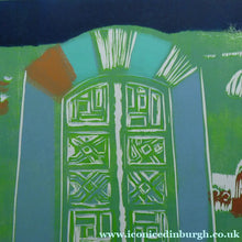 Load image into Gallery viewer, Thora Clyne Colour Woodcut. Fantasy Serbian Landscape 1988
