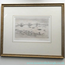 Load image into Gallery viewer, SCOTTISH ART. William Walcot (1874 - 1943). WWI Etching of the Forth Rail Bridge and Rosyth Docks; c 1918

