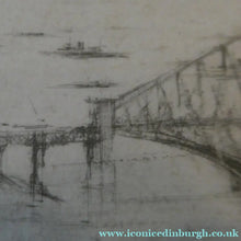 Load image into Gallery viewer, SCOTTISH ART. William Walcot (1874 - 1943). WWI Etching of the Forth Rail Bridge and Rosyth Docks; c 1918
