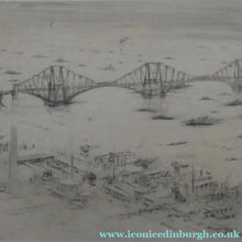 Load image into Gallery viewer, SCOTTISH ART. William Walcot (1874 - 1943). WWI Etching of the Forth Rail Bridge and Rosyth Docks; c 1918
