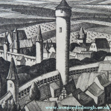 Load image into Gallery viewer, William Wilson Etching. The Walls of Rothenburg 1929
