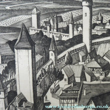 Load image into Gallery viewer, William Wilson Etching. The Walls of Rothenburg 1929
