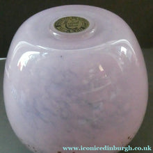 Load image into Gallery viewer, SCOTTISH GLASS. MONART Glass Vase. Bulbous Shape (A). Mottled Dusky Warm Pink with Black Flecks &amp; Gold Aventurine at the Rim
